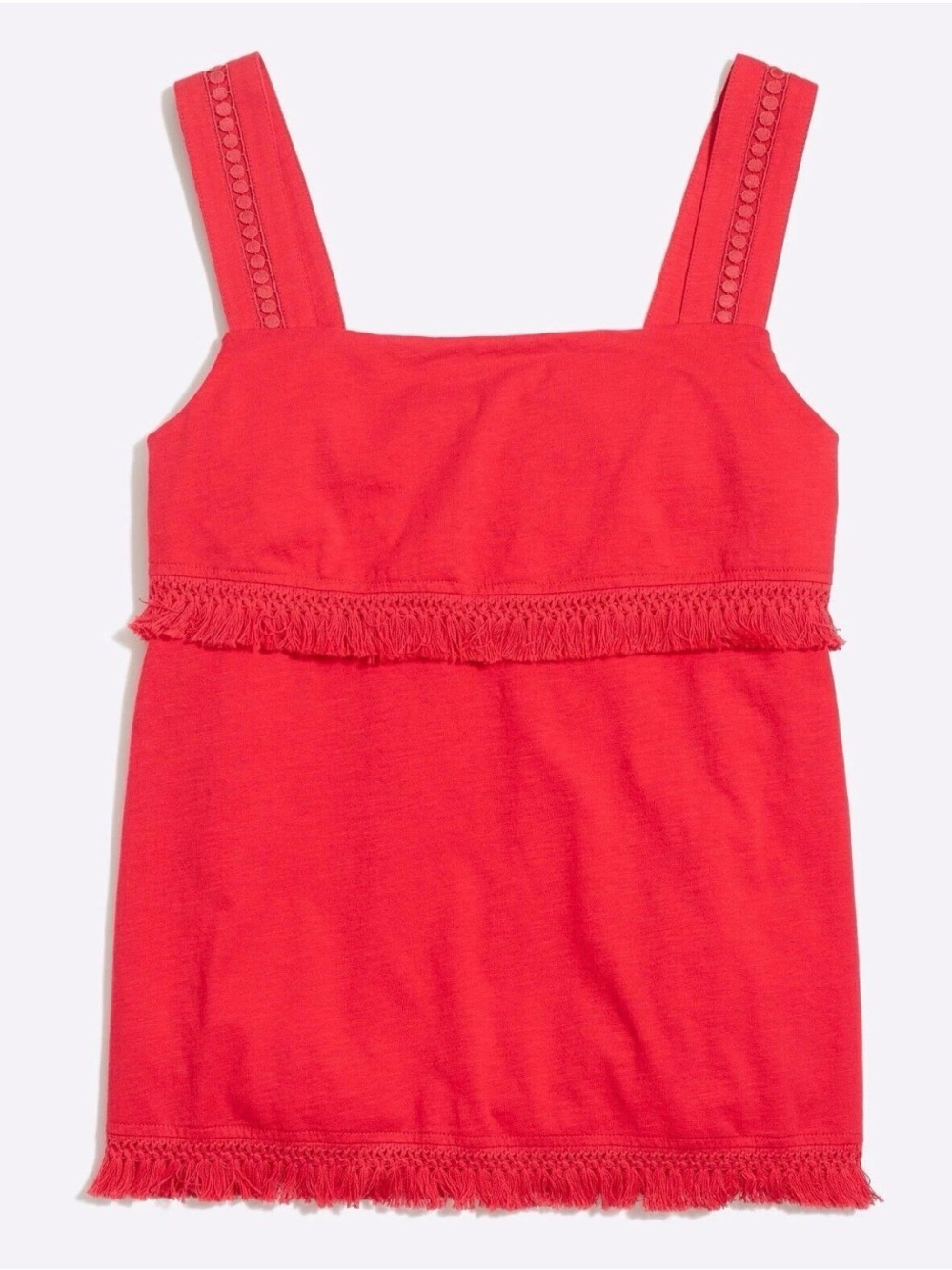 NWT J. CREW XS Red Tiered Fringe Tank Top